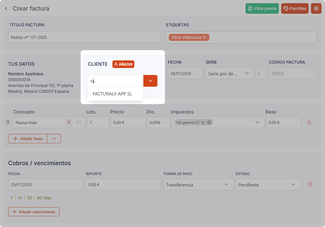 Asigna un <br/>cliente